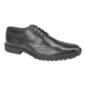 Image of Roamers Mens Leather Gibson Shoes (12 UK) (Black)