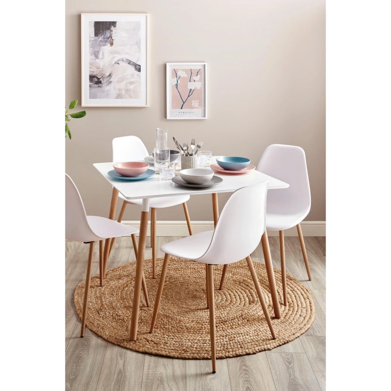 Image of Homelife Locke 90cm Dining Table 90cm - White White One Size
