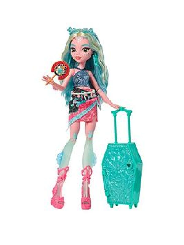 Image of Monster High Skulltimate Secrets Lagoona Blue Doll and Accessories Set Destination: Gore-geous Oasis with Suitcase and 19+ Surprises like Clothes JD