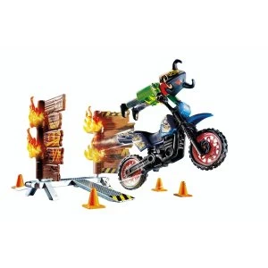 Image of Playmobil Stunt Show Motocross with Fiery Wall