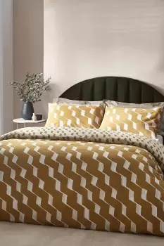 Image of Zabine Abstract Geometric Cotton Rich Reversible Duvet Cover Set