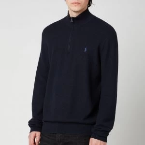 Image of Polo Ralph Lauren Mens Cotton Quarter Zip Jumper - Navy Heather - S