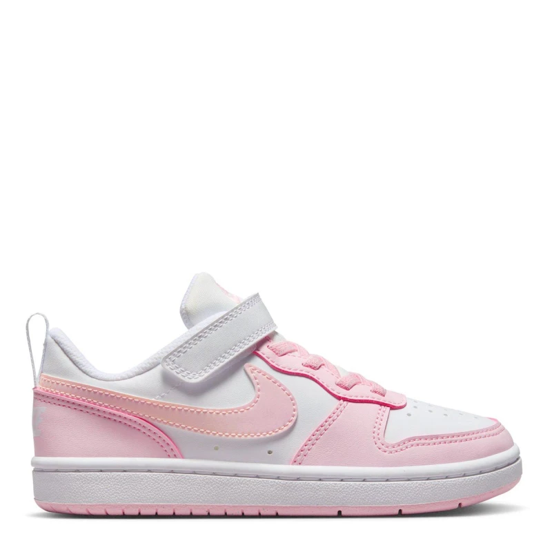 Image of Nike Court Borough Low Recraft Shoes Childrens. White/Pink female 2 (34)