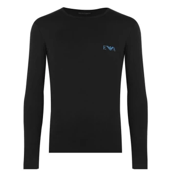Image of EMPORIO ARMANI Monogram Long Sleeve T Shirt - Black