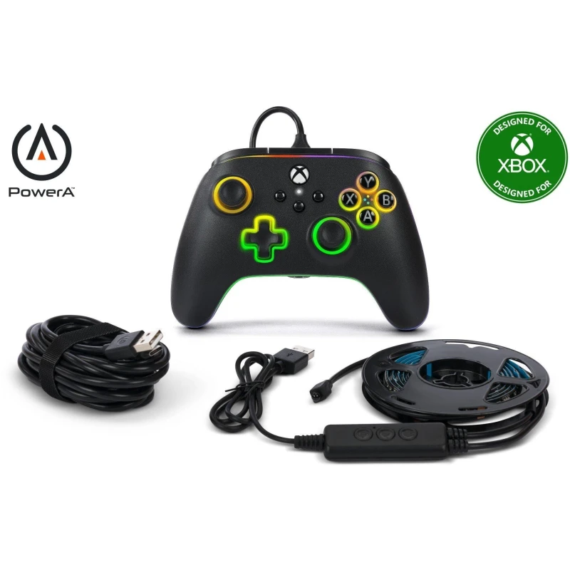 Image of PowerA Advantage Wired Controller for Xbox Series XS with Lumectra + RGB LED Strip - Black One Size
