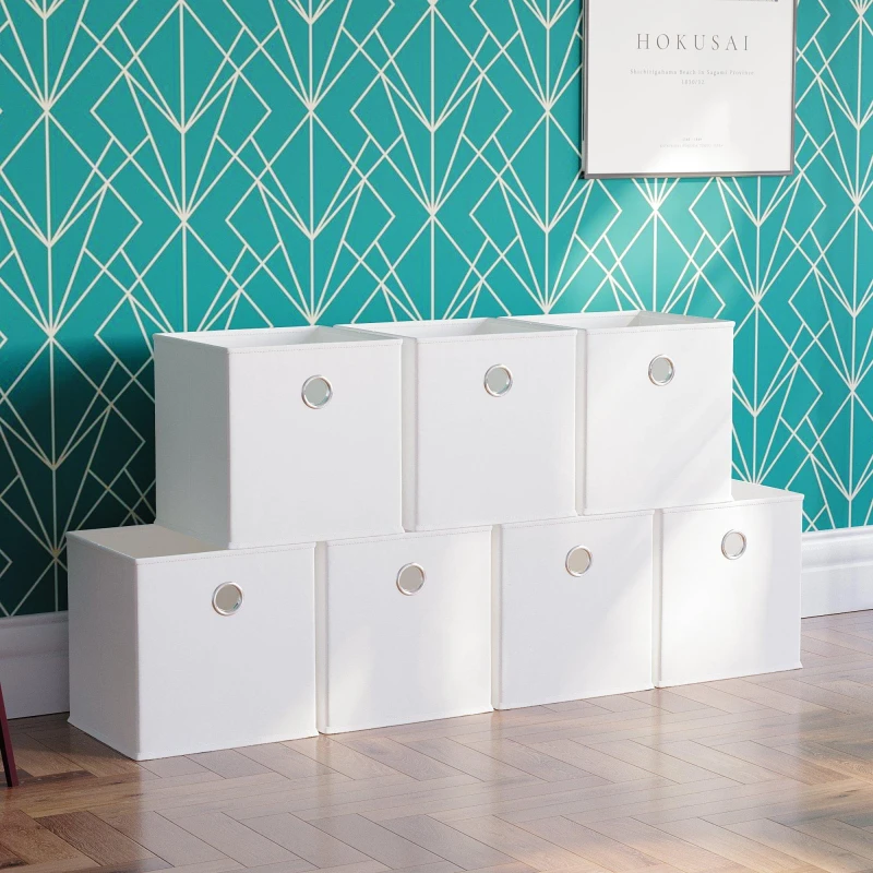 Image of Lassic Vida Designs Durham Cube Storage Basket Set of 7 White unisex Set of 7