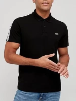 Image of Lacoste Lacoste Taping Short Sleeve Polo, Black Size M Men