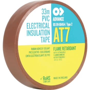 Image of AT7 Brown PVC Insulation Tape - 19MM X 33M