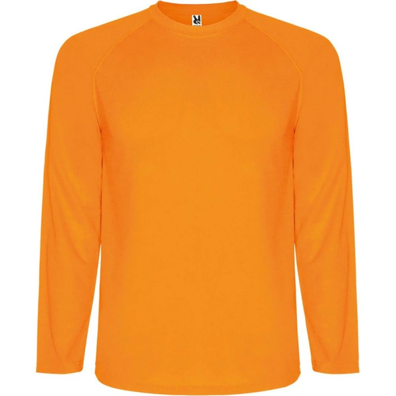 Image of ROLY Montecarlo Long-Sleeved Sports T-Shirt in Orange Size: 4 Years Orange Unisex 4 Years