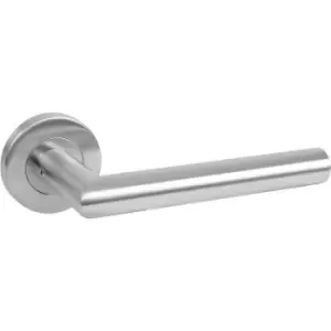Image of Eclipse Stainless Steel Lever On Rose Door Handles Satin (Pair) in Silver