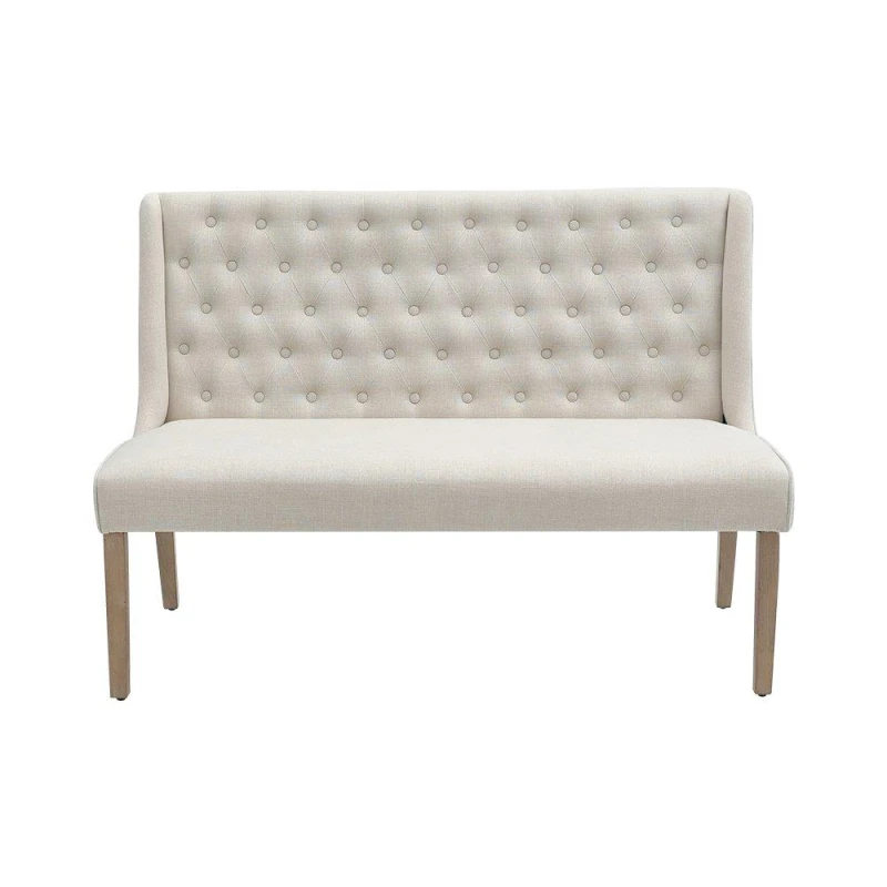 Image of Kabinet UK Beige Upholstered Tufted Dining Bench White unisex One size