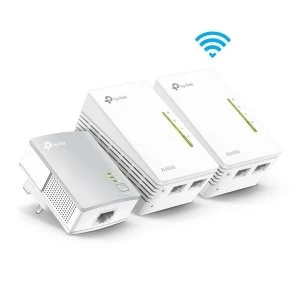 Image of TP-LINK (TL-WPA4220T KIT) 300Mbps AV600 Wireless N Powerline Adapter Triple Kit UK Plug