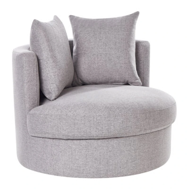 Image of Beliani Swivel Fabric Armchair Grey Dalby