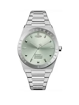 Image of Vivienne Westwood Charterhouse Ladies Quartz Watch with Pastel Green Dial & Stainless Steel Silver Bracelet, Silver, Women