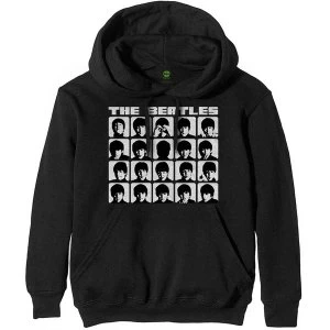 Image of The Beatles - Hard Days Night Faces Mono Unisex Medium Pullover Hoodie - Black