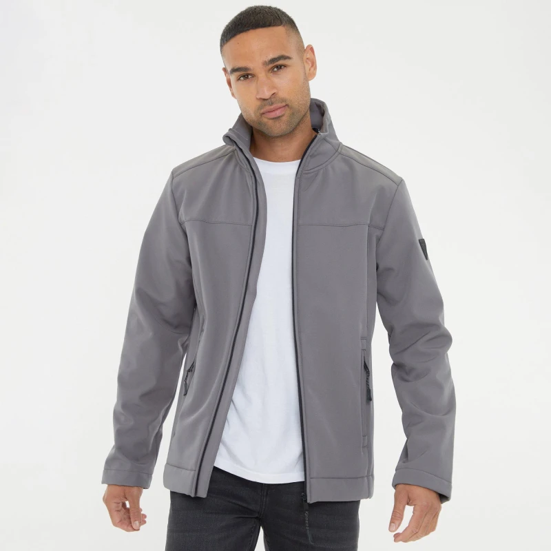 Image of Threadbare Funnel Neck Lightweight Jacket With Stretch Dark Grey male S