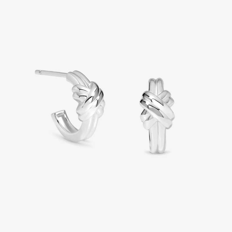 Image of Simply Silver Sterling Silver 925 Polished Knot Hoop Earrings Stud Earrings One Size Silver 73428311000