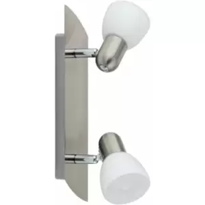 Image of Wall 2 Spot Light Colour Satin Nickel Shade White Satin Glass Bulb E14 2x40W
