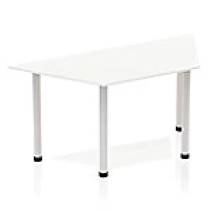 Image of Impulse Trapezium Table 1600 White Post Leg Silver