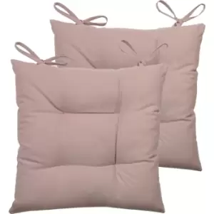 Image of Furn. Cuba Pintuck Polyester Filled Seat Pads With Ties (pack Of 2) Cotton Blush