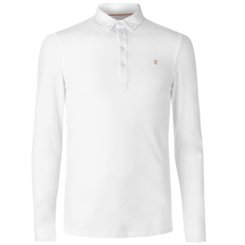 Image of Farah Merriweather Long Sleeve Polo Mens - White
