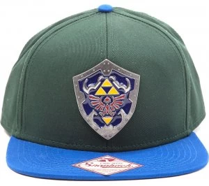 Image of Zelda Metal Hylian Shield Snapback Cap - Green