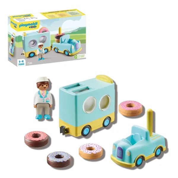 Image of Playmobil 71325 1.2.3 Doughnut Truck With Stacking And Sorting Feature