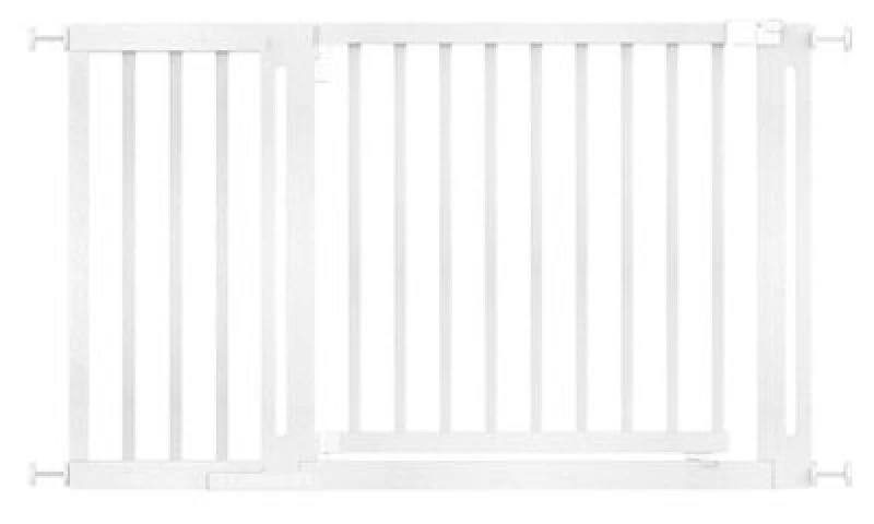 Image of Safetots Wooden Elegance Gate, White, 125Cm - 133Cm, Pressure Fit Safety Gate, 73Cm Extra Wide Doorway, Easy Installation