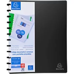 Image of Exacompta PP Display Books with Removable Pkts, A4, 30 Pkts, Black, Pack of 4