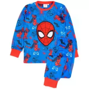 Image of Spider-Man Childrens/Kids Fleece Long Pyjama Set (2-3 Years) (Blue/Red)