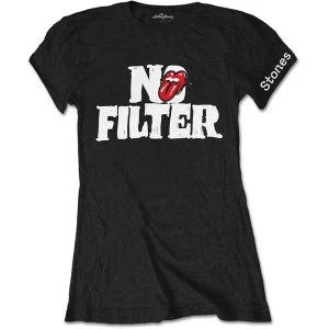 Image of The Rolling Stones - No Filter Header Logo Womens Medium T-Shirt - Black