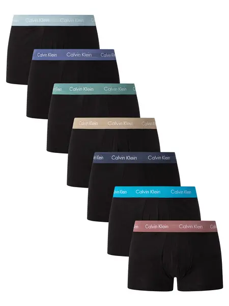 Image of Calvin Klein 7 Pack Cotton Stretch Low Rise Trunks Black (Multi) L