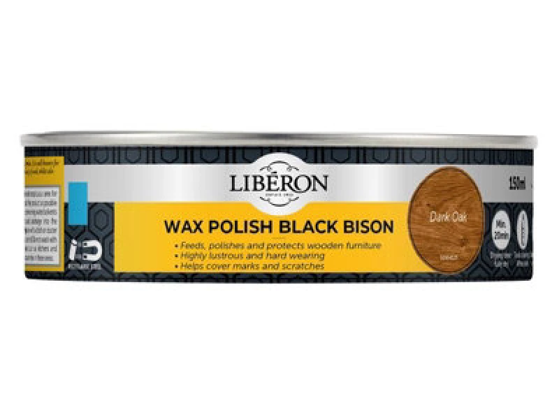 Image of Liberon 126868 Black Bison Wax Paste Dark Oak 150ml Libbpwdo150N