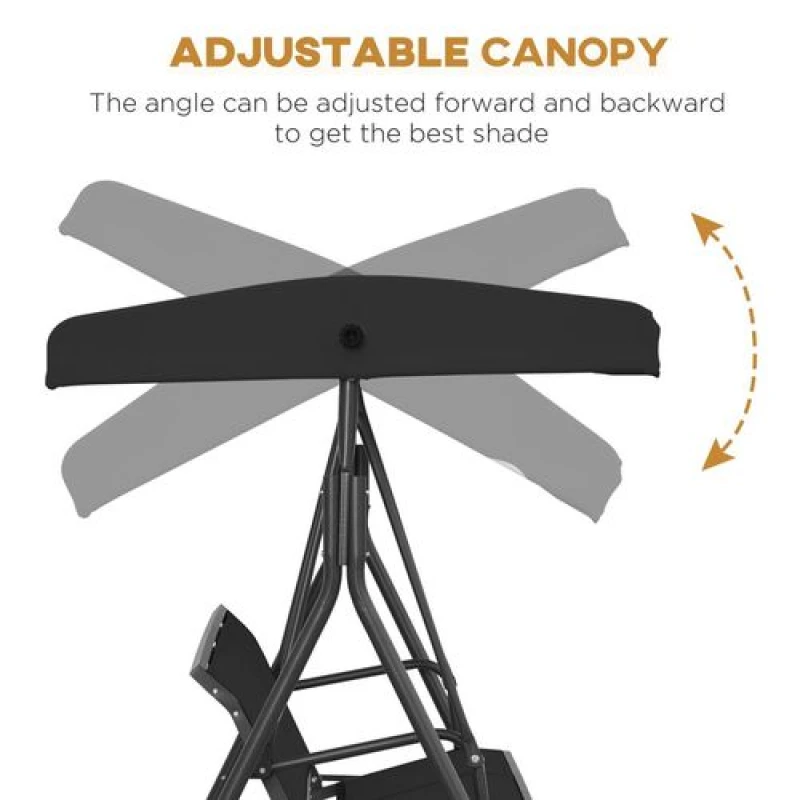 Image of Outsunny 3 Seater Garden Swing Patio Hammock w/ Canopy 84A-234BK