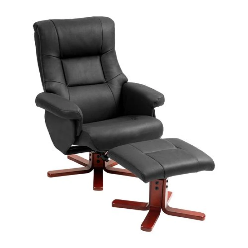 Image of HOMCOM Brown Recliner Chair with Footstool - Backrest Adjustable - Armchair - Black TJ Hughes 5061025017416