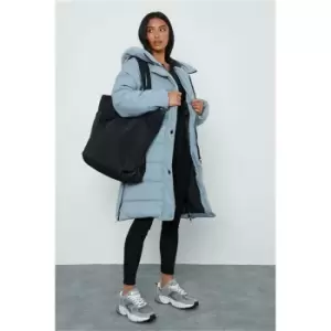 Image of I Saw It First Silver Petite Longline Padded Hooded Coat - Metallics