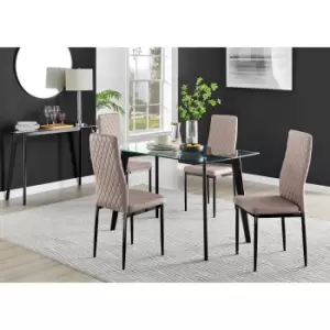 Image of Furniture Box Malmo Glass and Black Leg Dining Table & 4 Cappuccino Milan Black Leg Chairs