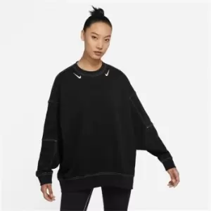 Image of Nike Swoosh Fleece Crew Sweater Womens - Black