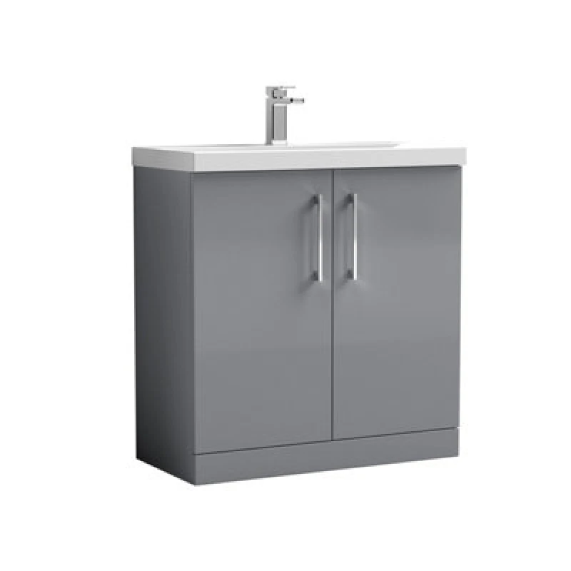 Image of NUIE Nuie - Arno Satin Grey 800mm 2 Door Vanity Unit and Mid Edge Ceramic Basin - ARN2205A ARN2205A