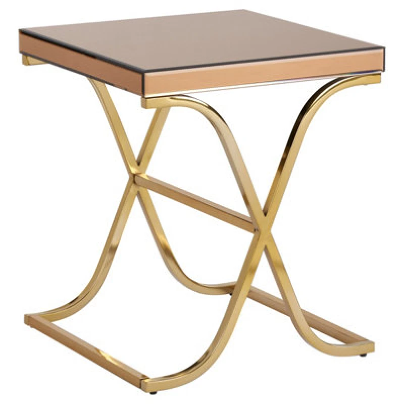 Image of Premier Housewares Elegant Square Table With Cross Legged Base For Sitting Areas, Stylish Decorative Bedside Table For Bedrooms Gold
