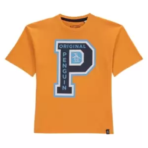 Image of Original Penguin Collegiate Logo T Shirt - Orange