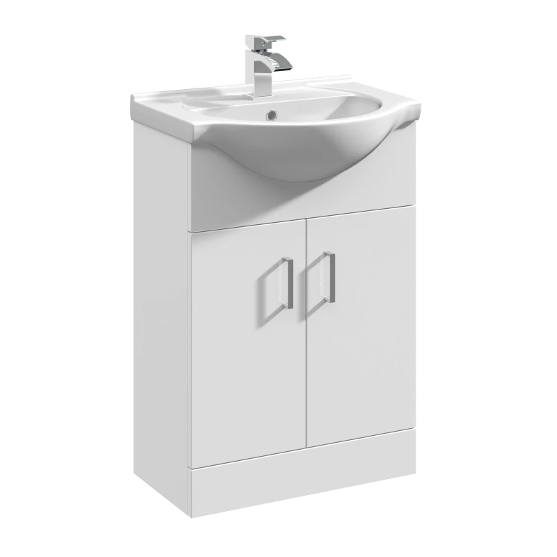 Image of Balterley 2 Door Bathroom Vanity Basin Unit with Round Basin Gloss White 550mm White