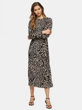 Image of Topshop Open Back Animal Midi Dress - Multi