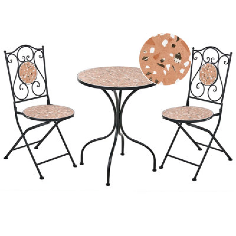 Image of Beliani Bistro Set Folding Adrano Metal Black