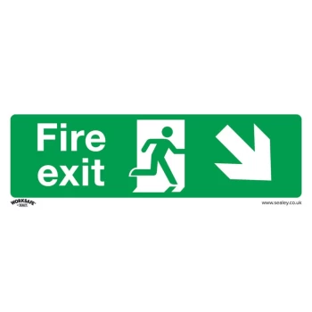 Image of Safety Sign - Fire Exit (Down Right) - Rigid Plas - Pack of 10