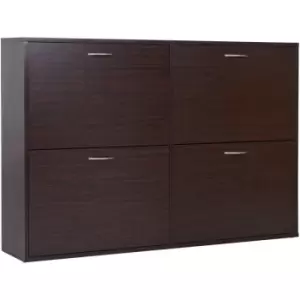 Image of HOMCOM Wooden Shoes Cabinet Multi Flip Down Shelf Drawer Organizer - Dark Brown - Dark Brown