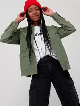 Image of Superdry Vintage Chore Coat -olive Khaki, Green, Size 16, Women