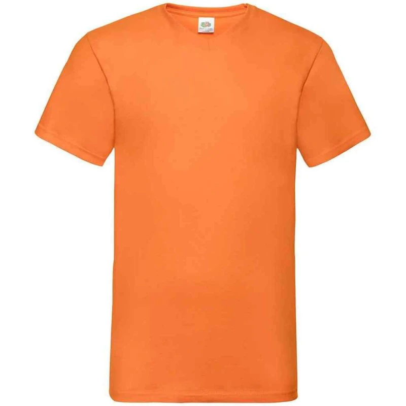 Image of Fruit Of The Loom Fruit of the Loom Men Valueweight V Neck T-Shirt in Orange Size: Small Orange S Male 5063527506696