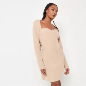 Image of Missguided Tall Diamante Trim A Line Mini Dress - Beige