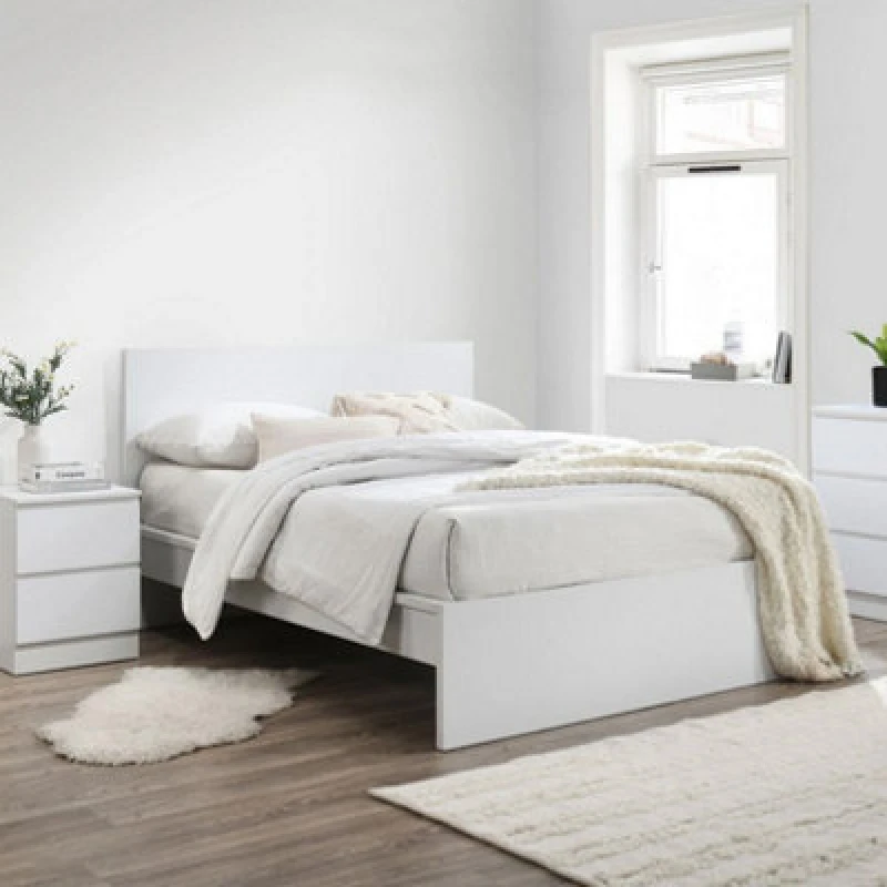 Image of Birlea Oslo 4ft6 Double White Wooden Bed Frame